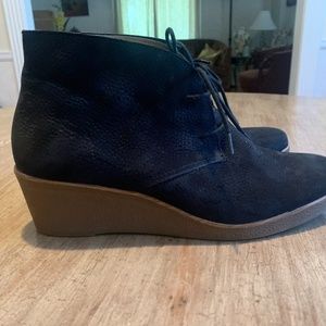 Lucky Brand black suede wedge booties